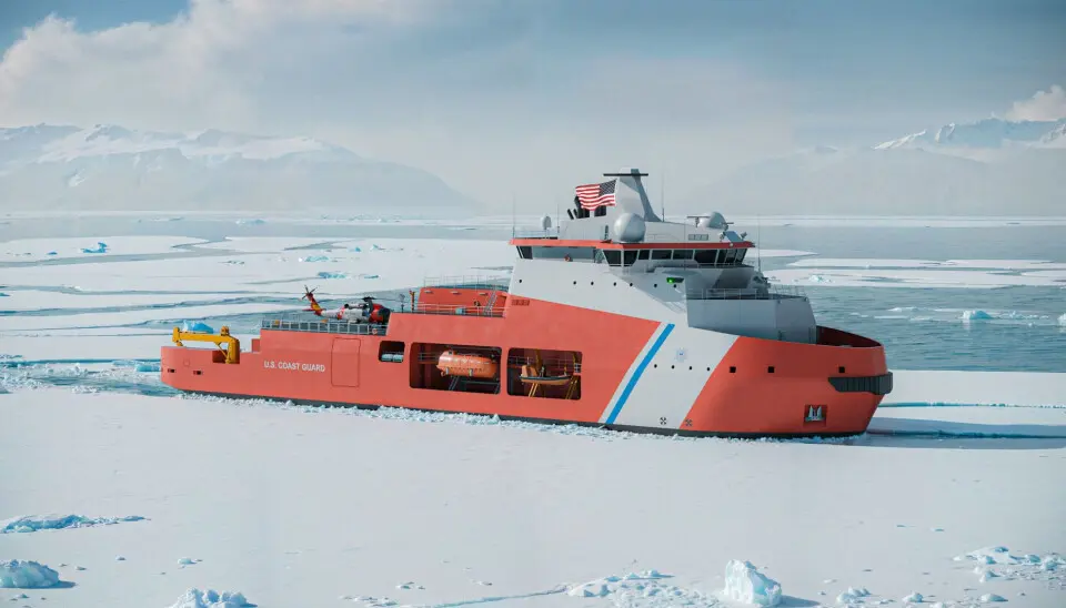 Coast Guard icebreaker in Arctic sea ice